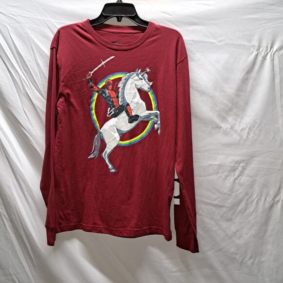 Mad Engine Marvel Men Long Sleeve Deadpool Unicorn Pullover Shirt Unisex Medium - Picture 1 of 8